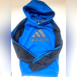 ADIDAS embroidered logo blue/black/grey hoodie size large